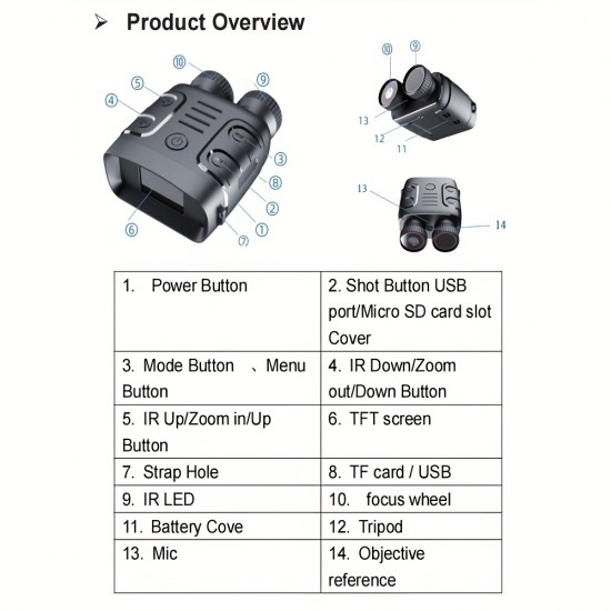 1080P high-definition infrared night vision binoculars