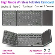 Portable foldable wireless keyboard with touchpad