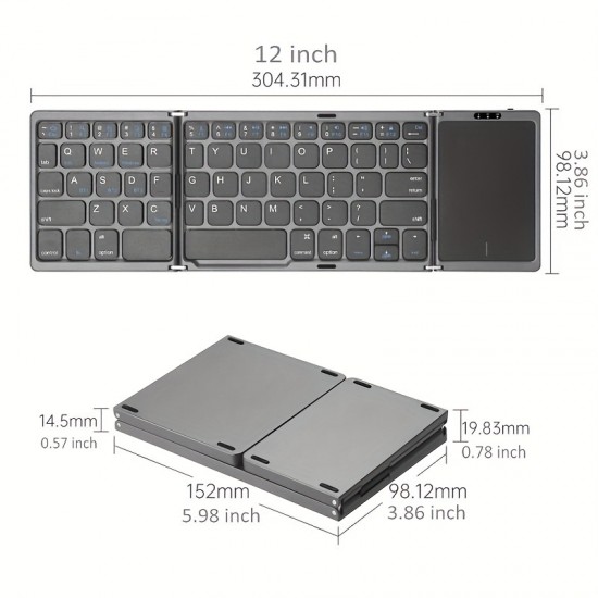Portable foldable wireless keyboard with touchpad