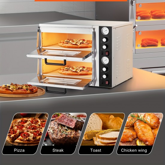 18-Inch Commercial Countertop Pizza Oven Double Deck Electric Pizza Oven