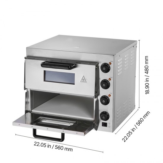 Commercial Electric Pizza Oven - 16-Inch Counter Pizza Maker with Double Deck Layers, Stainless Steel Construction, Multipurpose Indoor Oven for Baking Pizzas, Pretzels, Bread, and More - Ideal for Home, Restaurant, and Parties