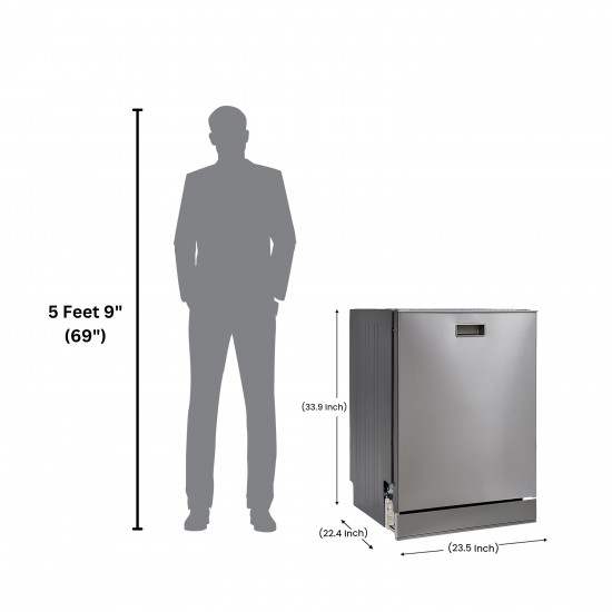 Equator 24 in Dishwasher Top Control 3rd Rack 15 place 3.4g Built-in QUIET 51 dB 110V
