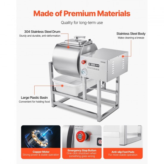 Vacuum Meat Tumbler Marinator Machine 40L for Chicken Steak Commercial