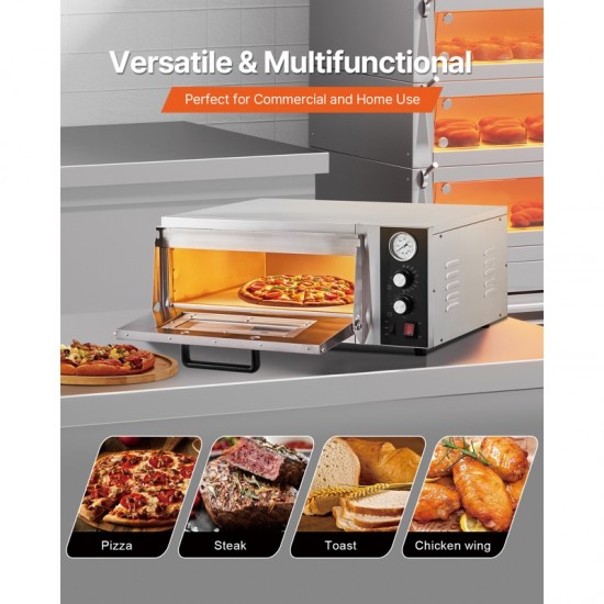 Electric Pizza Oven - 18-Inch Commercial Pizza Ovens 842F Max Temp 1740W Large Pizza Oven Counter with Temp & Time Control Built-in Thermometer Indoor Pizza Maker for Restaurant & Home Use - Perfect for Crispy Pizzas, Baking Bread, Pastries