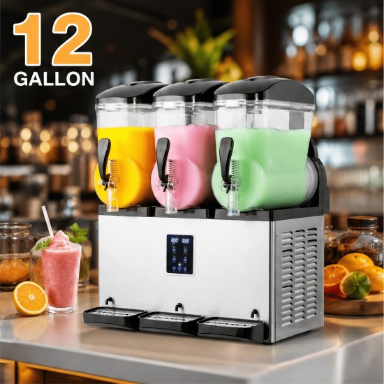 8/12 Gallon Commercial Slushy Machine, Tanks 4 Gallon Each Stainless Steel Frozen Drink Maker with Digital Control, Fast Cooling Food-Grade Slush Machine for Restaurant Bar Party Commercial & Home Use