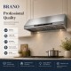 Under Cabinet Range Hood 48 Inch, 1400 CFM Stainless Steel Ducted, Standalone 6-Speed DC Motor, Voice Gesture Touch Control