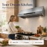 Under Cabinet Range Hood 48 Inch, 1400 CFM Stainless Steel Ducted, Standalone 6-Speed DC Motor, Voice Gesture Touch Control