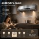 Under Cabinet Range Hood 48 Inch, 1400 CFM Stainless Steel Ducted, Standalone 6-Speed DC Motor, Voice Gesture Touch Control