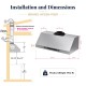 Under Cabinet Range Hood 48 Inch, 1400 CFM Stainless Steel Ducted, Standalone 6-Speed DC Motor, Voice Gesture Touch Control