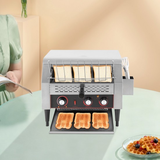 Commercial Toaster Heavy Duty Industrial Conveyor Toaster Restaurant Conveyor Toaster 2400W High Power Supports 7 Speed Gears Multi Heating Modes with Dual Way Output Design Ideal for Bakery Coffee Shop Hotel and Commercial Kitchen Breakfast Service