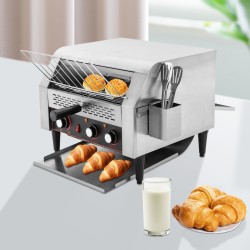 Commercial Toaster Heavy Duty Industrial Conveyor Toaster Restaurant Conveyor Toaster 2400W High Power Supports 7 Speed Gears Multi Heating Modes with Dual Way Output Design Ideal for Bakery Coffee Shop Hotel and Commercial Kitchen Breakfast Service