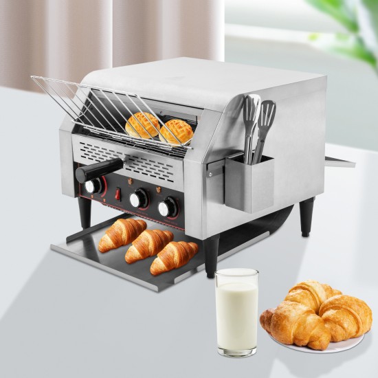 Commercial Toaster Heavy Duty Industrial Conveyor Toaster Restaurant Conveyor Toaster 2400W High Power Supports 7 Speed Gears Multi Heating Modes with Dual Way Output Design Ideal for Bakery Coffee Shop Hotel and Commercial Kitchen Breakfast Service