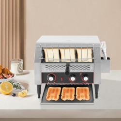 Commercial Toaster Heavy Duty Industrial Conveyor Toaster Restaurant Conveyor Toaster 2400W High Power Supports 7 Speed Gears Multi Heating Modes with Dual Way Output Design Ideal for Bakery Coffee Shop Hotel and Commercial Kitchen Breakfast Service