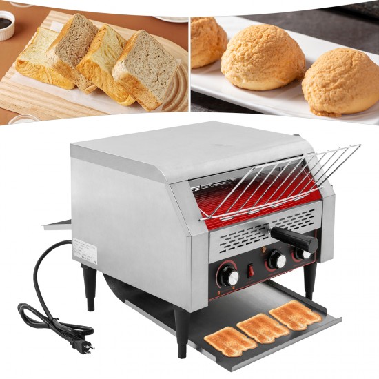 Commercial Toaster Heavy Duty Industrial Conveyor Toaster Restaurant Conveyor Toaster 2400W High Power Supports 7 Speed Gears Multi Heating Modes with Dual Way Output Design Ideal for Bakery Coffee Shop Hotel and Commercial Kitchen Breakfast Service
