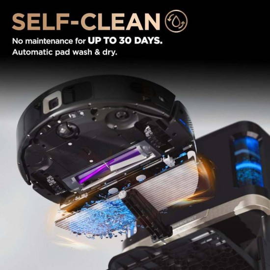 Shark PowerDetect NeverTouch Pro Robot Vacuum & Mop with Self-Empty HEPA Base, Self-Refill, Self-Wash & Dry Mop System, LiDAR Navigation, WiFi App Control, RV2820ZE, Black - New