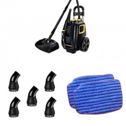 MC1385 Deluxe Canister Steam Cleaner with 23 Accessories and A1230-005 Nylon Utility Brush 5 Pack and A1375-101 Replacement Scrubbing Microfiber Mop Pad for MC1375, MC1385, 2-Pack
