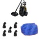 MC1385 Deluxe Canister Steam Cleaner with 23 Accessories and A1230-005 Nylon Utility Brush 5 Pack and A1375-101 Replacement Scrubbing Microfiber Mop Pad for MC1375, MC1385, 2-Pack