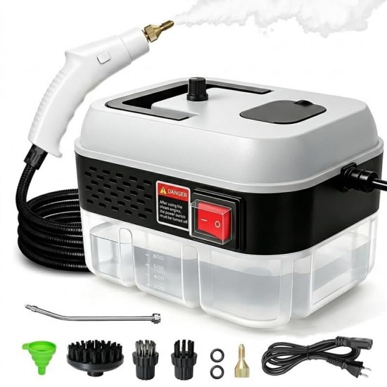 Foandbevi 1200W Handheld Steam Cleaner for Home Car Detailing etc. | Portable Steamer for Cleaning Machine with 6 Adjustable Levels 105℃ High-Pressure 6 in 1 Attachments for Tile Grout and all