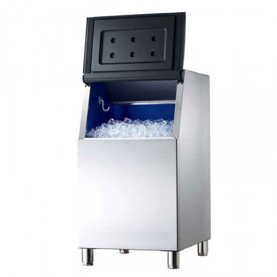 Ice Storage Bin - 250LBS Capacity Stainless Steel Ice Storage with Water Filter, Adjustable Anti-Slip Rubber Feet & 8-Hour Insulation, Ideal for Restaurants, Hotels & Beverage Shops