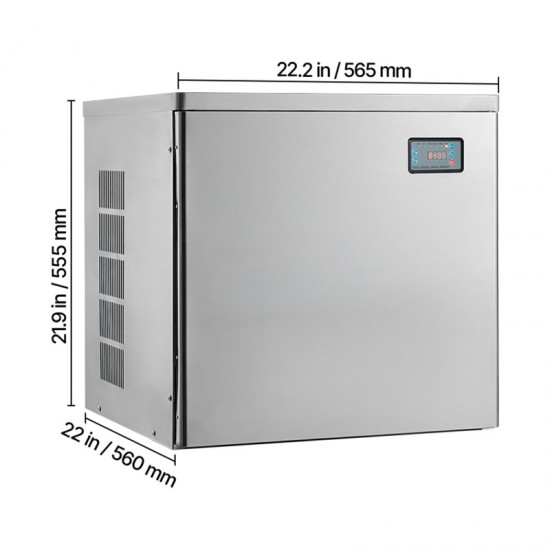 Commercial Ice Maker - 450 lbs/Day Stainless Steel Ice Machine with Scheduled Ice-Making, Self-Cleaning Function, and Adjustable Thickness for Restaurant, Bar, Cafe, Hotel - High Capacity Ice Production Fast Ice Cubes Ready in 12-15 Minutes