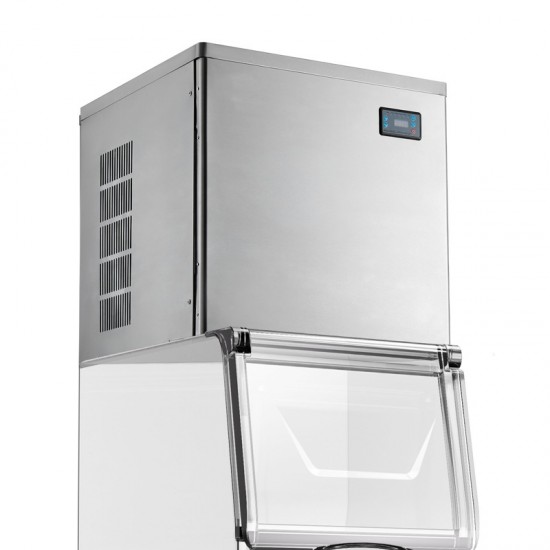 Commercial Ice Maker - 450 lbs/Day Stainless Steel Ice Machine with Scheduled Ice-Making, Self-Cleaning Function, and Adjustable Thickness for Restaurant, Bar, Cafe, Hotel - High Capacity Ice Production Fast Ice Cubes Ready in 12-15 Minutes