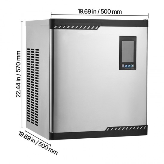 Commercial Ice Maker Machine - Head 300 Lbs/Day Stainless Steel Ice Maker with Scheduled Ice-Making, Self-Cleaning, Adjustable Thickness for Restaurant, Bar, Cafe, Hotel - Heavy Duty Ice Production