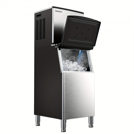 Commercial Ice Making Machine 400Lbs/24H, SECOP Compressor &, Professional Ice Machine, 250Lbs Ice Capacity, Quick Ice Production in 8-15 Min, Stainless Steel Ice Generator for Pub/Coffee Shop/Dining Options/Commercial Setting