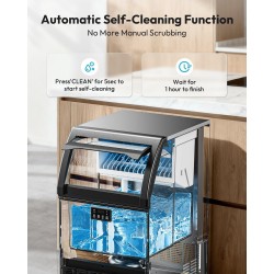 Commercial Gourmet Ice Maker Machine, 120lbs/24H, Under Counter Ice Maker with 25lbs Storage, Non-Clumping Design, 24pcs Hat Cubes Per Cycle, Freestanding Ice Maker for Home/Bar/Cafe/Restaurant