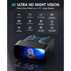 4K Night Vision Binoculars for AdultsNight Vision Goggles for Helmet[1312FT]8X Digital Zoom7-Level Infrared Adjustment for Camping32GB Card for Videos