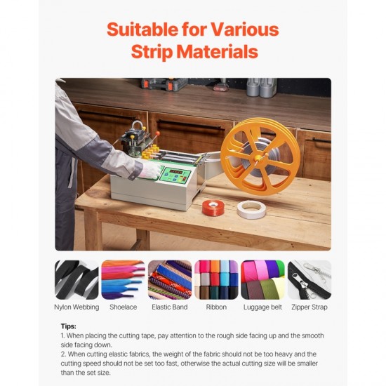 Automatic Webbing Cutting Machine Hot and Cold Ribbon Cutting Tool with Adjustable Temperature, LCD Display, & High-Precision Cutting for Nylon Webbing, Elastic Bands, Shoelaces, & More & Tapes Cutter for Various Materials
