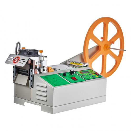 Automatic Webbing Cutting Machine Hot and Cold Ribbon Cutting Tool with Adjustable Temperature, LCD Display, & High-Precision Cutting for Nylon Webbing, Elastic Bands, Shoelaces, & More & Tapes Cutter for Various Materials