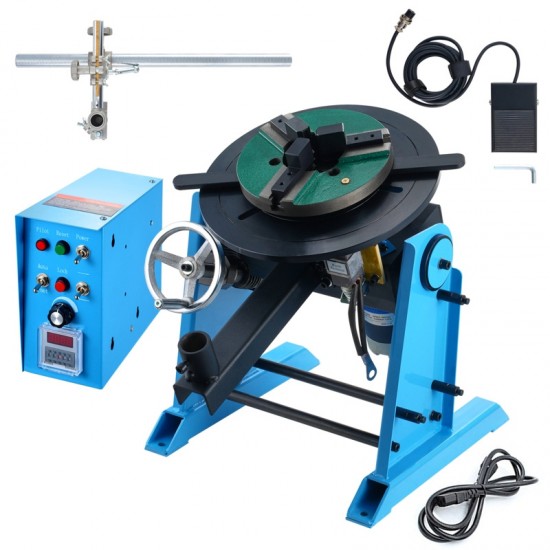 Rotary Welding Positioner 66LBS/30KG - 0-90 Tiltable Welding Positioning Turntable Table, 1-12RPM 80W Motor with 12.4 Inch 3-Jaw Chuck & Welding Torch Stand Holder for Cutting, Grinding, Assembly & Testing