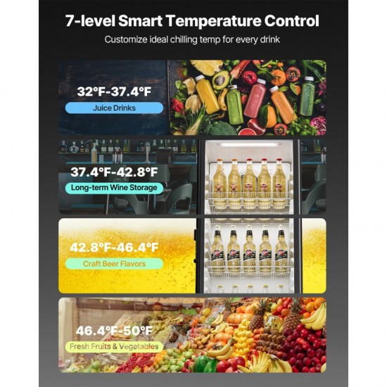 8.1 CU.FT Commercial Merchandiser Refrigerator - Glass Door Display Refrigerator Upright Fridge - Beverage Cooler Merchandiser with 4 Adjustable Shelves, Soft LED Lighting, Energy-Saving Automatic Defrost, Rapid Cooling (Black)