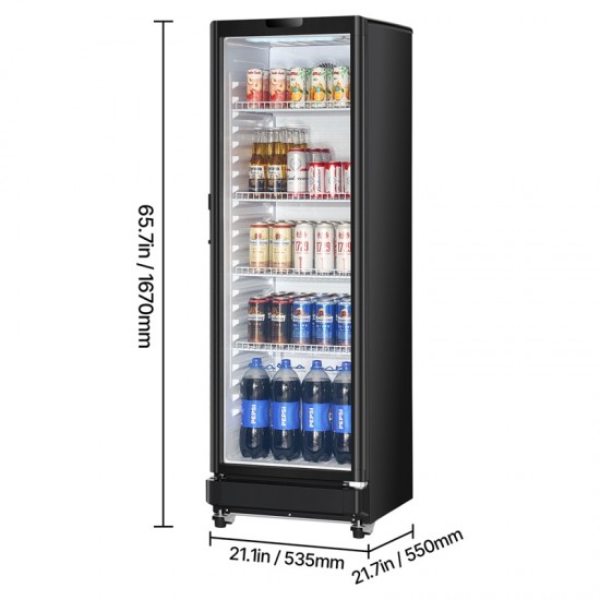 8.1 CU.FT Commercial Merchandiser Refrigerator - Glass Door Display Refrigerator Upright Fridge - Beverage Cooler Merchandiser with 4 Adjustable Shelves, Soft LED Lighting, Energy-Saving Automatic Defrost, Rapid Cooling (Black)