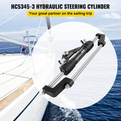Hydraulic Steering Cylinder 300 - Front Mount Outboard Marine Steering Kit for Center Console, Bass & Offshore Fishing Boats - Corrosion-Resistant Aluminum Alloy, Built-In Two-Way Lock, ORB Fitting - Ideal for Hydraulic Steering System Without Hose & Helm
