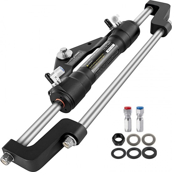 Hydraulic Steering Cylinder 300 - Front Mount Outboard Marine Steering Kit for Center Console, Bass & Offshore Fishing Boats - Corrosion-Resistant Aluminum Alloy, Built-In Two-Way Lock, ORB Fitting - Ideal for Hydraulic Steering System Without Hose & Helm