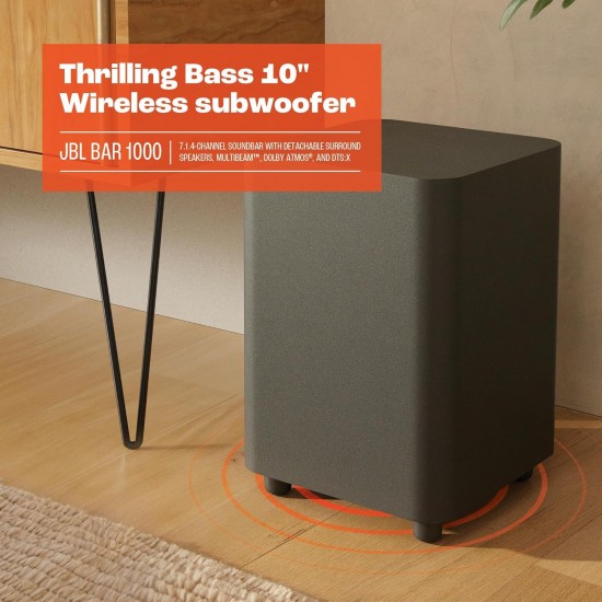 JBL Bar 1000: 7.1.4-Channel soundbar with Detachable Surround Speakers, MultiBeam™, Dolby Atmos®, and DTS:X®, Black