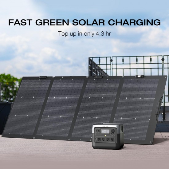 Portable Power Station RIVER 2 Pro 700 with 220W Portable Solar Panel (Separate Shipment), Solar Power Bank 716Wh LiFePO4 Battery and 4x800W AC Outlets, Power Station for Home Backup Outdoors Camping RV or Home Use