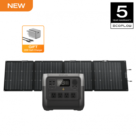 Portable Power Station RIVER 2 Pro 700 with 220W Portable Solar Panel (Separate Shipment), Solar Power Bank 716Wh LiFePO4 Battery and 4x800W AC Outlets, Power Station for Home Backup Outdoors Camping RV or Home Use