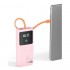 Portable Laptop Charger 24000mAh 65W w/USB C Built-in Cable Pink | 65W Fast charging LED display Charge 4 devices at once Pass through TSA approved Compatible with Macbook/Notebook/iPhone