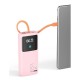 Portable Laptop Charger 24000mAh 65W w/USB C Built-in Cable Pink | 65W Fast charging LED display Charge 4 devices at once Pass through TSA approved Compatible with Macbook/Notebook/iPhone