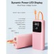 Portable Laptop Charger 24000mAh 65W w/USB C Built-in Cable Pink | 65W Fast charging LED display Charge 4 devices at once Pass through TSA approved Compatible with Macbook/Notebook/iPhone