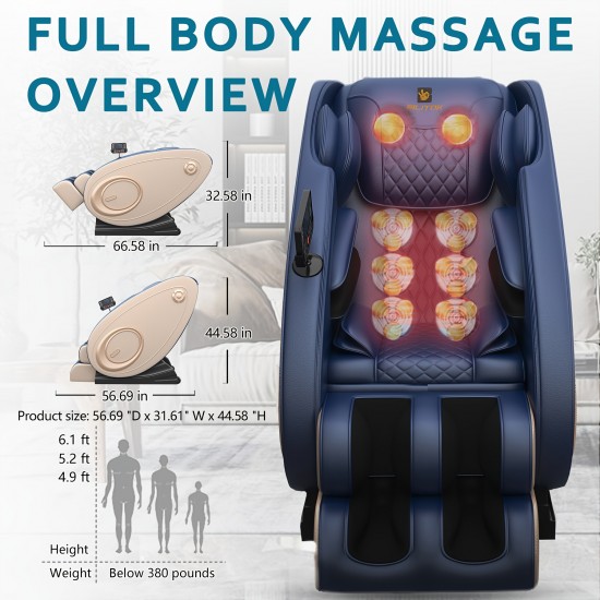 Massage Chair Recliner With Zero Gravity, Full Body Massage Chair With Heating, Built-in Speaker & Touch Screen, Air, Foot Roller - Ideal Christmas Gifts For Men And Women, Electronic Neck And Back Massager