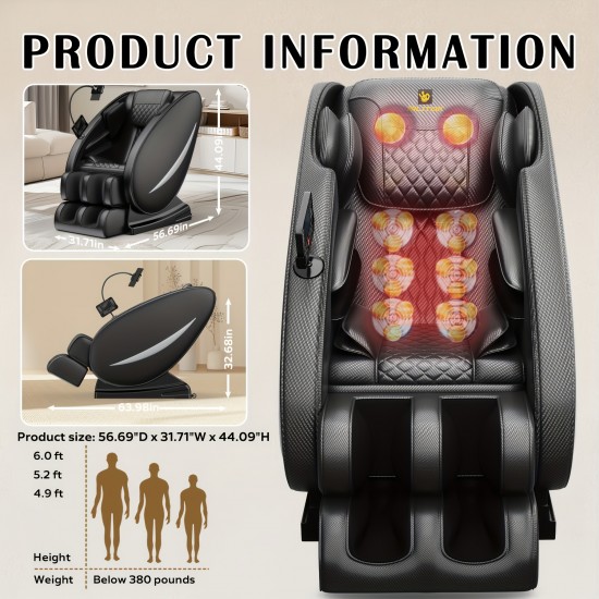 Zero Gravity Massage Chair Recliner, Full Body Heating Massage Chair with Built-In Speaker And Touch Screen, Air And Foot Roller - Ideal Christmas Gifts for Men And Women, Electronic Neck And Back Massager