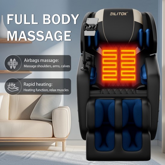 Zero Gravity Full Body Massage Chair Recliner Includes Heating, Airbags, Wireless Speaker, Foot Roller, And Touch Screen