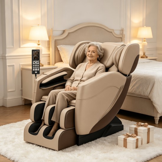 Real Relax Luxury Zero-Gravity Massage Chair Recliner with Full Body Air Pressure, 6 Auto/Manual Modes, 8-Point Rollers, Heat/Vibration Suitable for Home, Office, Hotel Use - Plug & Play Corded Massage System