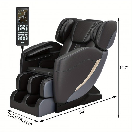 Real Relax Luxury Zero-Gravity Massage Chair Recliner with Full Body Air Pressure, 6 Auto/Manual Modes, 8-Point Rollers, Heat/Vibration Suitable for Home, Office, Hotel Use - Plug & Play Corded Massage System