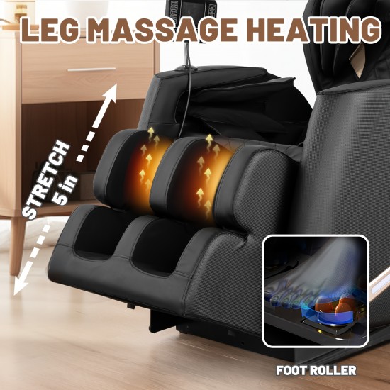 Zero Gravity Full Body Massage Chair Recliner with Heating, Airbags, Wireless Speaker, Foot Roller, And Touch Screen