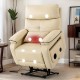 Infinite Position Electric Lift Recliner with Wireless Charger And Cup Holder, Vibration Massage And Heating, Genuine Leather, Beige, Brown Silver Gray Color Optional
