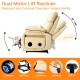 Infinite Position Electric Lift Recliner with Wireless Charger And Cup Holder, Vibration Massage And Heating, Genuine Leather, Beige, Brown Silver Gray Color Optional